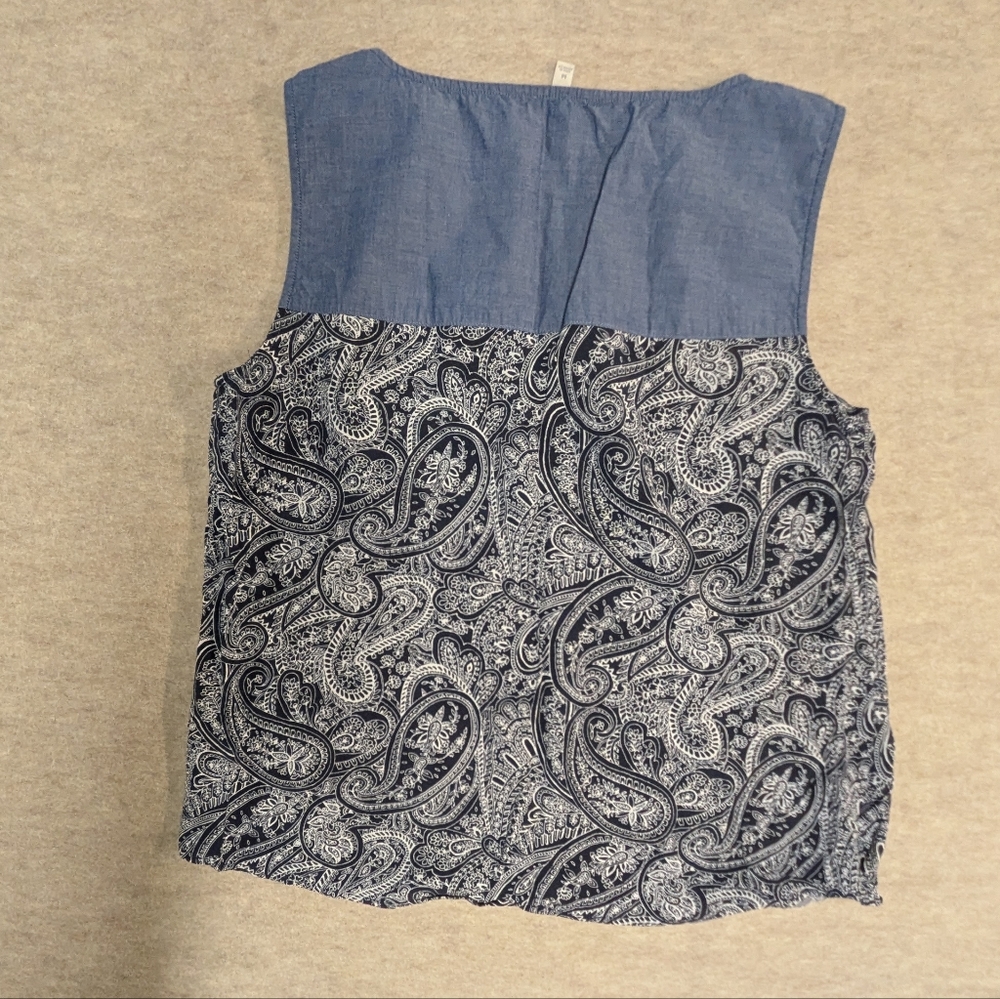 Lot Set Of 3 Sleeveless Talbots Flowy Tank Tops Shades Of Blue & White Size M - Picture 8 of 13